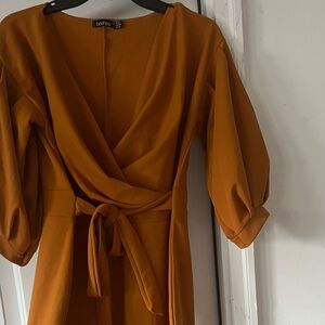 Elegant Wrap Dress in Rich Orange